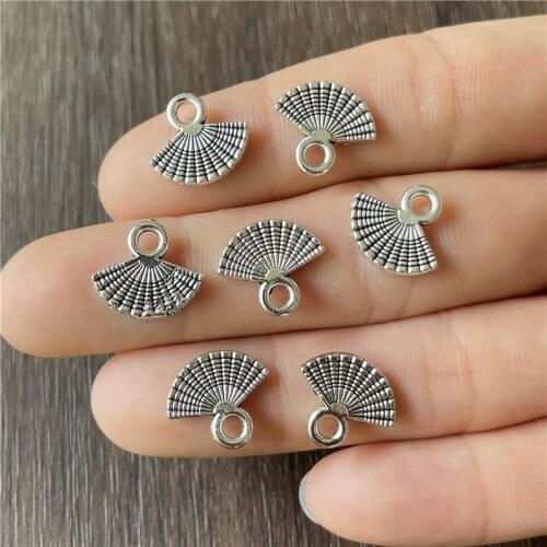 JunKang 30pcs Mini Metal Alloy Fan Pendant DIY Making Bracelet Necklace Connection Accessories Wholesale Jewelry