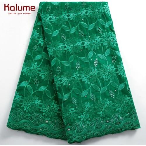 Kalume 100% Cotton African Lace Fabric 2021 High Quality Swiss Voile Switzerland Dubai Nigerian Lace Fabric Robes Dress H2435