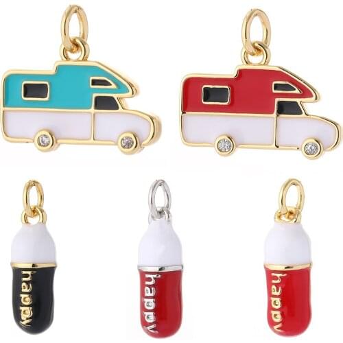 Capsule RV Diy Pendant Charms for Jewelry Making Supplies Necklace Bracelet Forwomen Golden Copper Keychain Charms Goth 2021