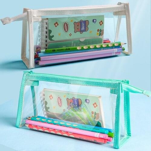 Pencil Case Transparent Large Capacity Pencilcase School Pen Makeup Case Pencil Bag School Supplies Pencil Box Pouch Stationery