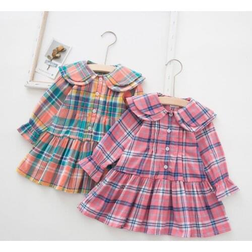 Newborn Girls Plaid Dress Cute autumn winter Clothes For New Baby Infant Toddler Tops Shirts for girl Cotton Long Sleeve Dresses