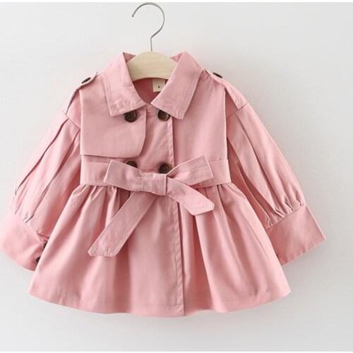 Girls Jackets 2021 Spring Autumn New Kids Belt Trench Coat Children Fashion Outwear Baby Girls Long Sleeve Windbreaker