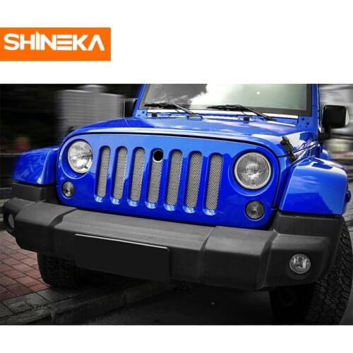 SHINEKA Metal Insect Nets Front Grilles Mesh with Key Hood Lock Hole For Jeep Wrangler JK JKU 2007-2018 Unlimited Car Styling