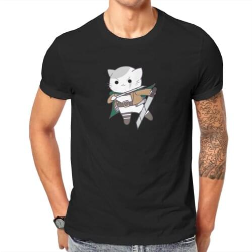 Men Levi Cat - Attack in Titans Anime Armin Arlert Colossal Titan Funny Classic Top Quality T-shirts