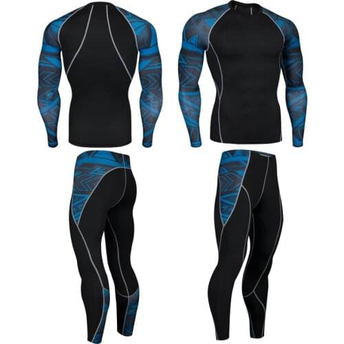 2 Pcs/Set Mens Tracksuit Gym Fitness Compression Sports Suit Clothes Running Jogging Sport Wear Exercise Workout Tights