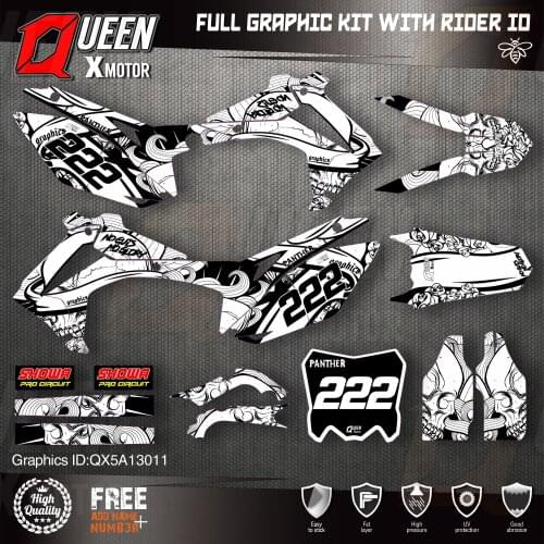 QUEEN X MOTOR Custom Team Graphics Backgrounds Decals Stickers Kit For HONDA 2014-2017 CRF250R 2013-2016 CRF450R 011