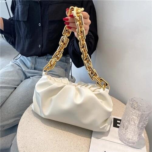 New Thick Chain Leather Underarm Bags for Women 2021 Luxury Brand Shoulder Messenger Bags Female Handbags and Purses Totes