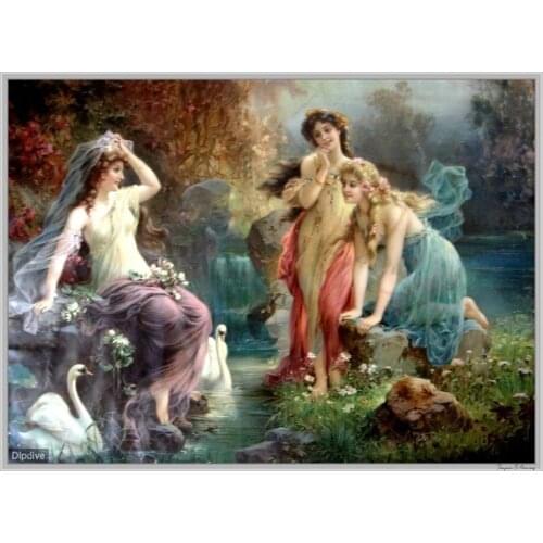 Oneroom Beautiful goddess Needlework,People Oil Painting Cross stitch Handmade 14CT DIY,DMC,Cross-stitch kits,Embroidery