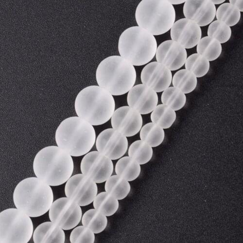 Wholesale Dull Polish White Crystal Round Loose Beads For Jewelry Making 6 8 10 12mm 15inch Glass Beads Diy Bracelet Jewellery
