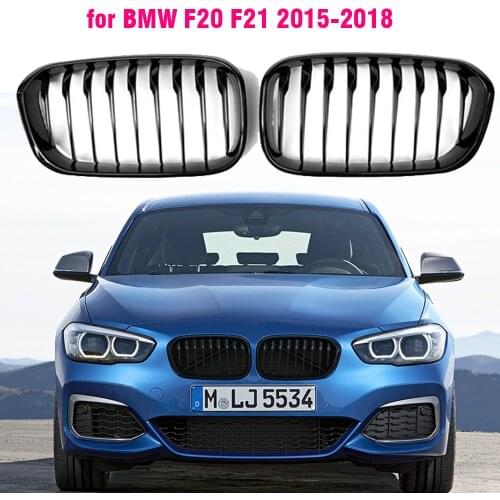 Kidney Replacement Front Grill for BMW F20 F21 2015-2019 118i 120i 125i m140i m performance Gloss Black Grills