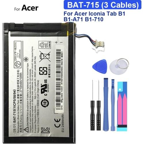 Tablet Battery For Acer Iconia Tab B1 B1-A71 B1-710 2710mAh BAT-715 with Track Code