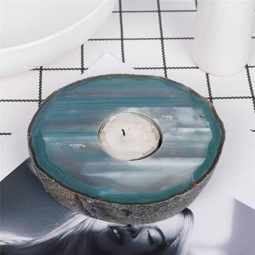 1pcs Natural Agate Slice Candle Holders Stones Home Decoration Wedding Dinners Candlesticks Quartz Tea Candles Holder
