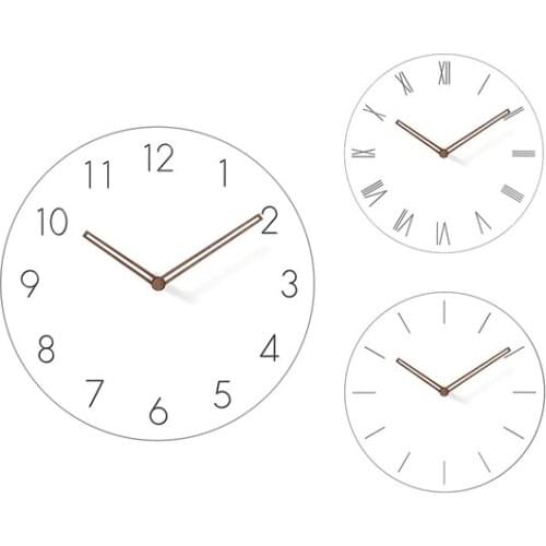Simple Modern White Round Wooden Wall Clock 11 inch Non-ticking one AA battery powered