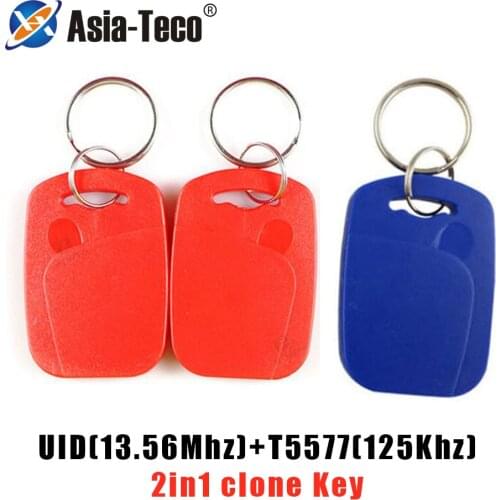 10pcs IC+ID UID Keyfob Dual Chip Frequency RFID 125KHZ T5577 EM4305+13.56MHZ Rewritable Composite Key Tags access control cards