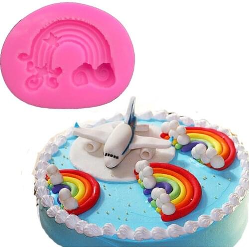 Rainbow Cloud Silicone Mold Cake Fondant Decorating Tools 3D Chocolate Candy Baking Clay Resin sugar Candy Sculpey T0619