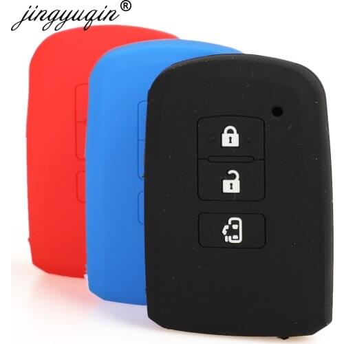 Jingyuqin Silicone Rubber Key fob Case Set for Toyota Corolla Camry RAV4 Highlander Prado Remote keyless Cover Skin