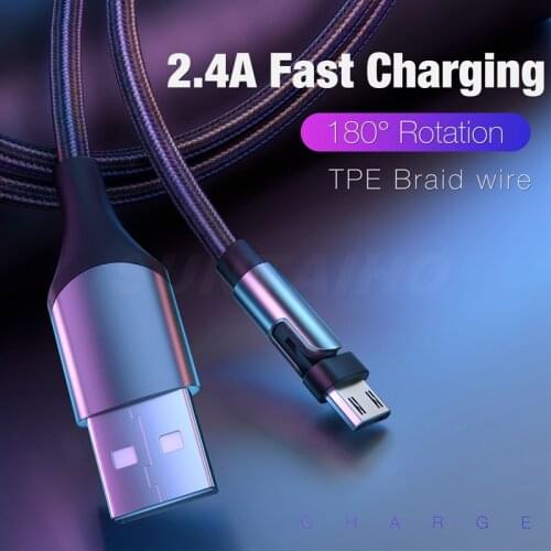 Suntaiho 180 Degree Rotate Cable Mciro USB Cable 2.4A Fast Charge Cable for Samsung Huawei Xiaomi Mobile Phones charger Wire