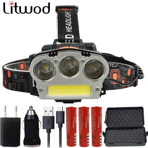 LED Headlamp Head Lamp Flashlight Lanterna 7 Switch Model recharable 18650 battery For Camping Headlight