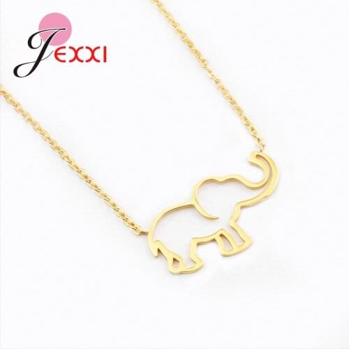 Trendy Gold Collier Femme Elephant Pendant Necklaces 925 Sterling Silver Chains For Women Female Jewelry Choker Joyas