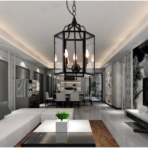 Vintage Led Candle Chandelier Black Candlesticks Bird Cages Living Rroom Loft Home Decor Indoor Lighting Industrial Suspension