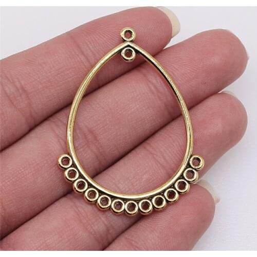 WYSIWYG 4pcs 47x35mm Charm Porous Earring Connector Waterdrop Teardrop Shaped Earring Connector Jewelry Making Earring Findings