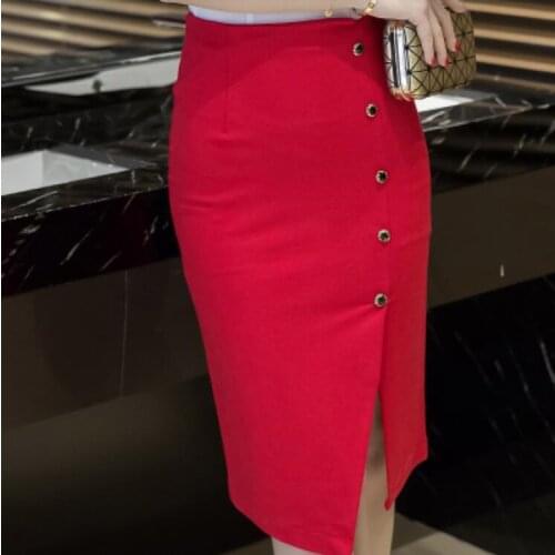Faldas mujer moda 2018 High Waist Split Package Hip Skirt High Elastic Professional Pencil Skirt faldas mujer Plus Size 5XL