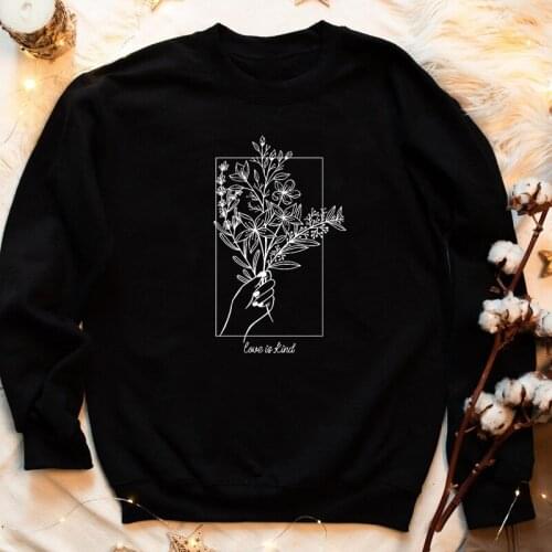 Love Is Kind Flower Sweatshirt Aesthetic Christian Bible Verse Pullovers Women Vintage Botanical Kindness Sweatshirts
