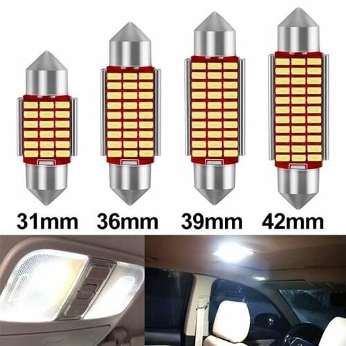 1/4pcs C5W C10W 31mm 36mm 39mm 42mm Festoon LED CANBUS Car Inteiror Bulb License Plate Light 12V