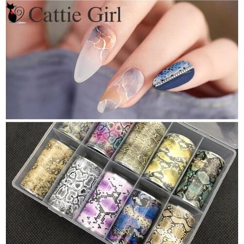 10pcs 50cm Snake Print Nail Foils Leopard Wild Animal Skin Transfer Sticker Nail Art Decals Japanese Nails Accessories