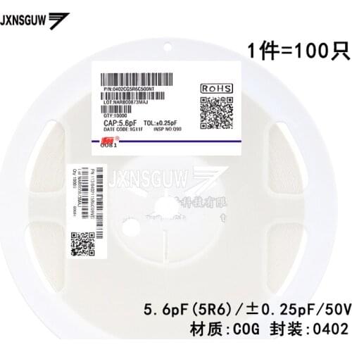 100PCS Chip capacitors 0402 0.25pF 50V COG 0.5pF 1.0pF 1.2pF 1.5pF 2.0pF 2.2pF 3.9pF 4.7pF 5.6pF 6.0pF 6.8pF 8.2pF 9.1pF 0R5 FH