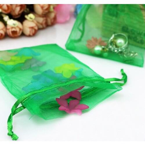 1000pcs 17*23cm Grass Green Organza Gift Bag Jewelry Packaging Display Bags Drawstring Pouch For Bracelets/necklace/wed Yarn Bag