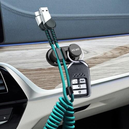 2PCS Car Data Cord Cable Clip key garbage bag storage hook for Volvo xc60 Accessories