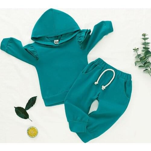 2pcs/set Baby Girl Long Sleeve Hooded Sweatshirt Top Pants Set Toddler Hoodie Baby Girl Long Sleeve Hooded Sweat Clothes