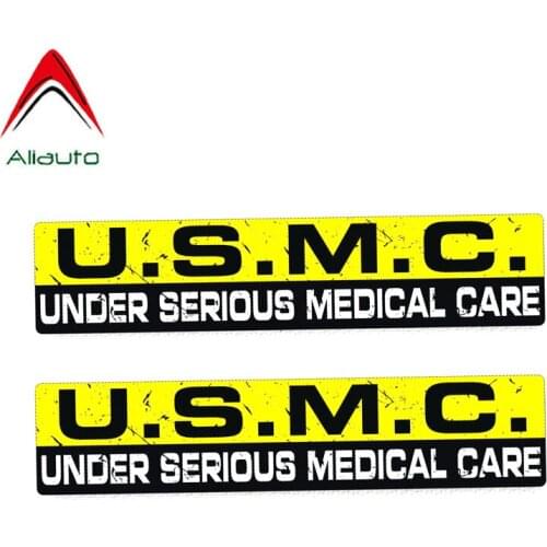 Aliauto 2 X Funny Car Sticker Under Serious Medical Care Usmc Accessories PVC Decal for Mercedes Honda Toyota VW,19cm*4cm