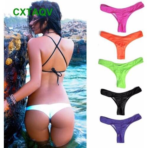 2018 Low Waist Bikini Bottom Pleated Swimsuit Triangle Swimming Suit Shorts Sexy Women Brazilian Bathing Trunks Wholesale Price