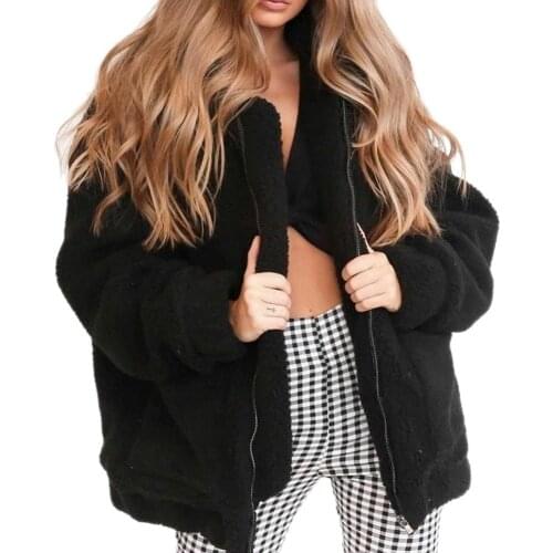 2018 Fashion Elegant Faux Fur Coat Women Autumn Winter Warm Soft Zipper Fur Jacket Female Plush Overcoat Casual Outerwear