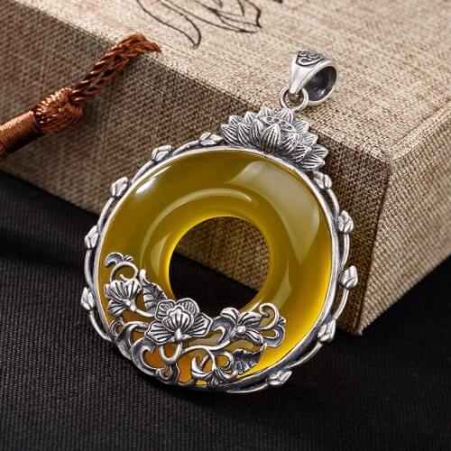 2018 Real Carnelian Slide Sterling Pith Safety Buckle Peony Flower Long Fashion Top Chain Sweater Female Pendant Wholesale