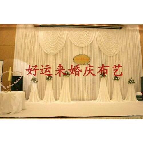3 * 6m White Silk Wedding Backdrop Wedding Curtain Backdrop Wedding Drape