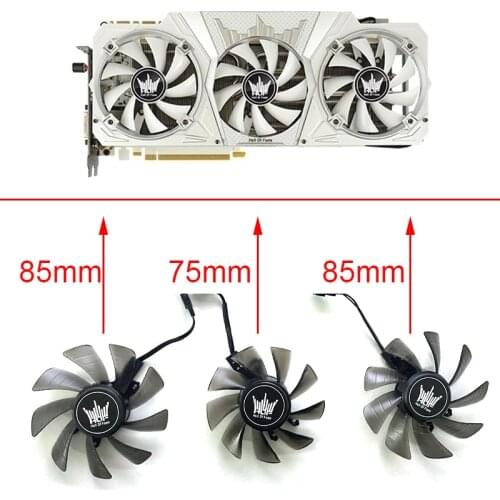 3PCS 75MM 85MM 4pin HOF GTX 1070 GPU Fan For GALAXY GeForce GTX 1070 Hall of Fame Limited Edition GTX1070 HOF Video Card Fans
