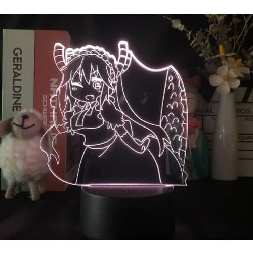 3D LED Blank Acrylic Night Light Miss Kobayashi Dragon Maid Atmosphere Decorative Desk Lamp with Lava Base Anime Nightlight