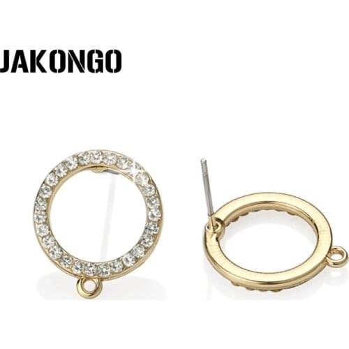 JAKONGO Golden Color Round Crystal Earring Base Connectors For Making DIY Earring Handmade Accessories Earring Hook 18*16mm 4pcs