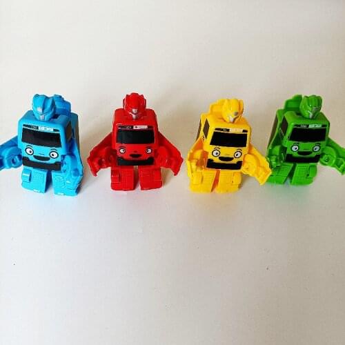 4pcs tayo the little bus egg Transformation Robot car Action Figures Plastics Anime Deformation kids toy gift