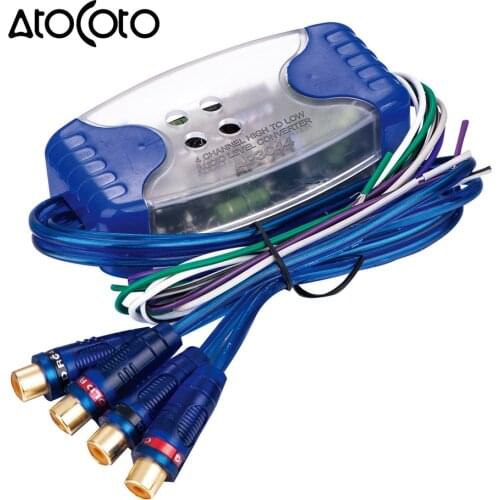 4RCA Ground Loop Isolator Adapter for Car Audio High to Low Level Adjustable Converter
