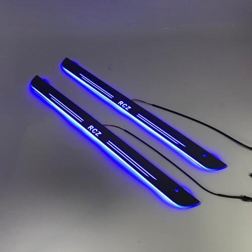Acrylic mobile LED welcome scooter wear plate door sill frame path light for Peugeot RCZ magnetic induction light car accessorie