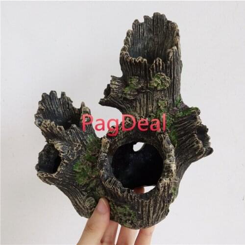 Fish Tank Aquarium Decoration Tree Root Hollow Holes Resin Craft Ornament Decor free shipping