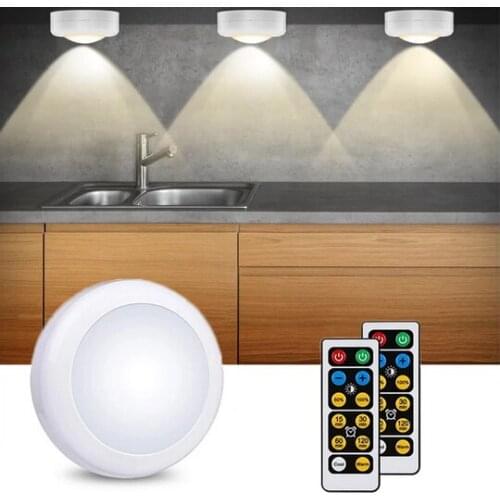 Bigger Dual Color LED Under Cabinet Light Remote Control Wireless Dimmable Night lights Battery lighting for Wardrobe Kitchen