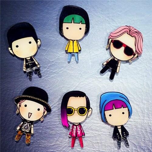 Korean Ins Lovely Cartoon Bigbang q Version Of g-Dragon Character Brooch Breastplate Small Accessories Badge Enamel Pin