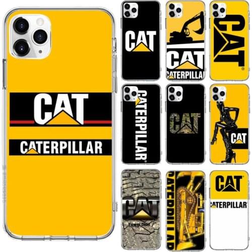 Excavator caterpillars Phone Case Transparent for iPhone 6 7 8 11 12 s mini pro X XS XR MAX Plus cover funda shell