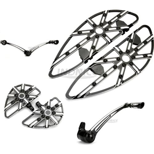 Black Front Driver Floorboards and rear pegs and brake arm Shift levers For harley black floorboards street Glide roadking 14-17