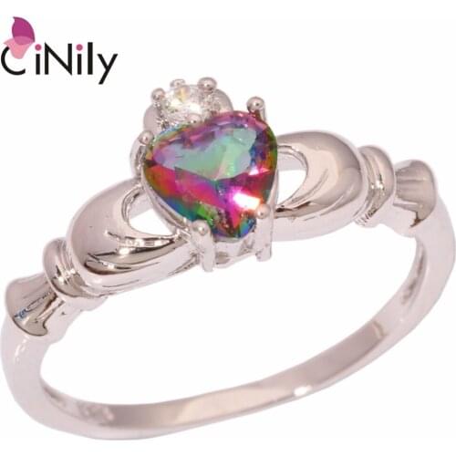 CiNily Mystic Zircon Cubic Zirconia Silver Plated Wholesale Hot Heart for Women Jewelry LOVE Gift Ring Size 5-10 OJ6477